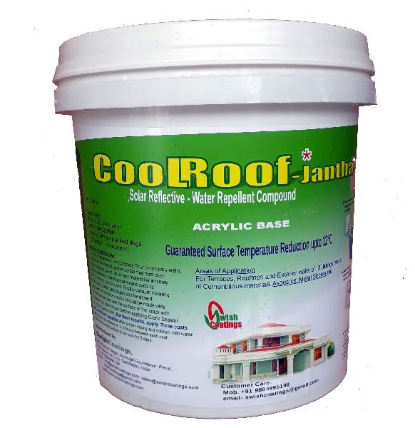 Cool Roof- Jantha - Solar Reflective and Water Repellent Coating- 4kg for all types of Roofs Terraces and Walls