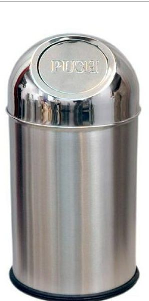 Stainless Steel Push Can Bin, Color : silver