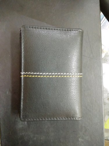 Mens Bifold Leather card case, for Cash, Gifting, Id Proof, Color : Black