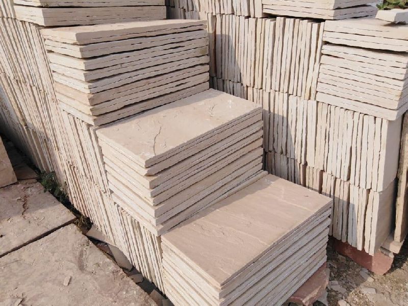 Natural dholpur beige sandstone tile, Color : White