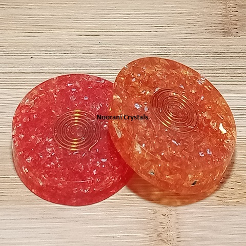Round Polished Orgonite Energy Charging Coasters, for Healing, Size : 4 Inches