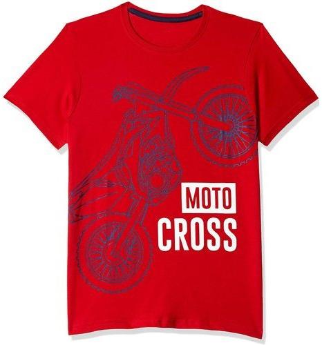 Printed Cotton Boys Red T-Shirt, Sleeve Style : Half Sleeve