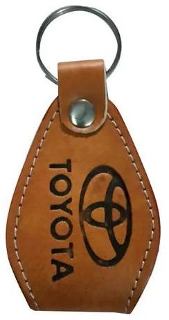 Polished Printed Customized Leather Keychain, Color : Brown