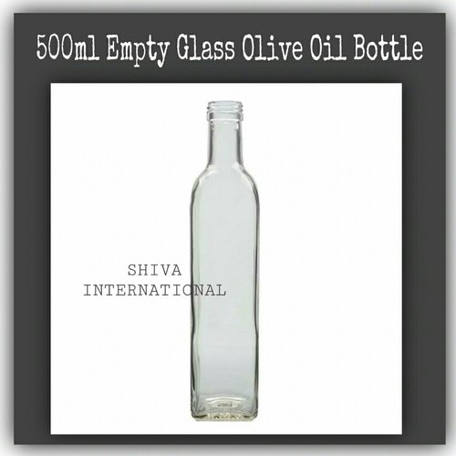 Square 500ml Olive Oil Empty Glass Bottle, for Filling Liquid, Pattern : Plain