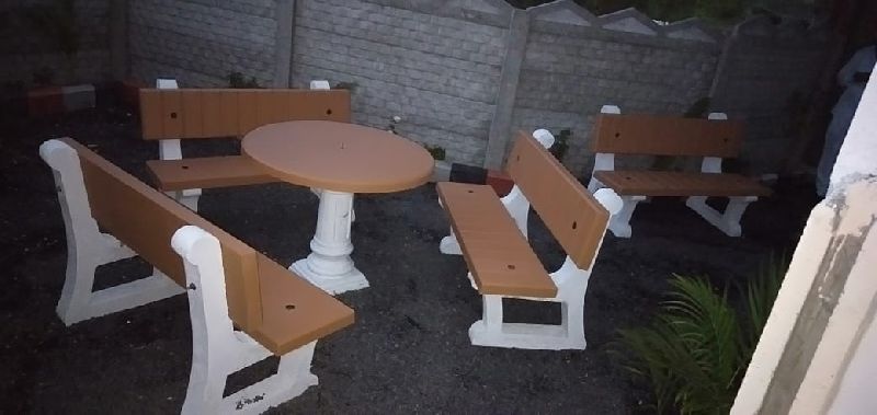 Brown Cement Dining Table Set