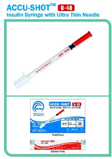 Polished Plastic Accu-Shot U-40 Insulin Syringe, for Hospital, Size : 1ml