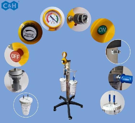 Surgery Medical Vacuum Regulator Trolley With Suction Liquid Collecting Bottles
