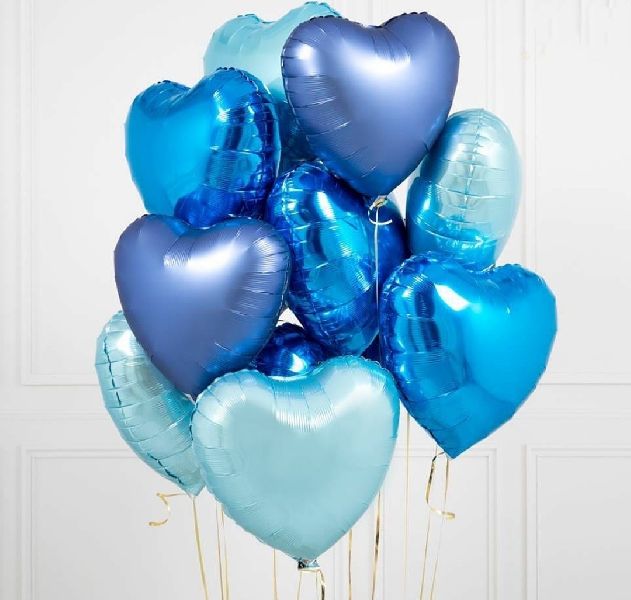 Bunch of 12 Blue Heart Balloon