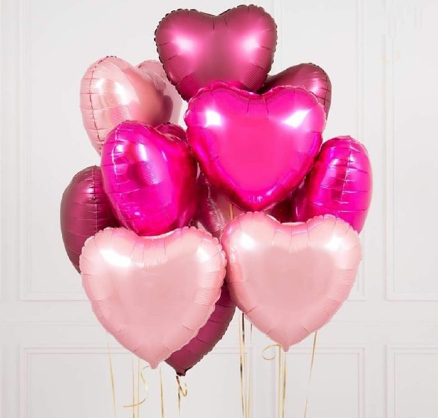 Bunch of 12 Pink Heart Balloon