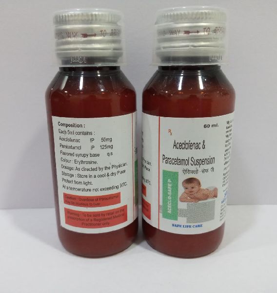 Aceclofenac and Paracetamol Suspension, for Clinical, Hospital, Packaging Type : Plastic Bottles