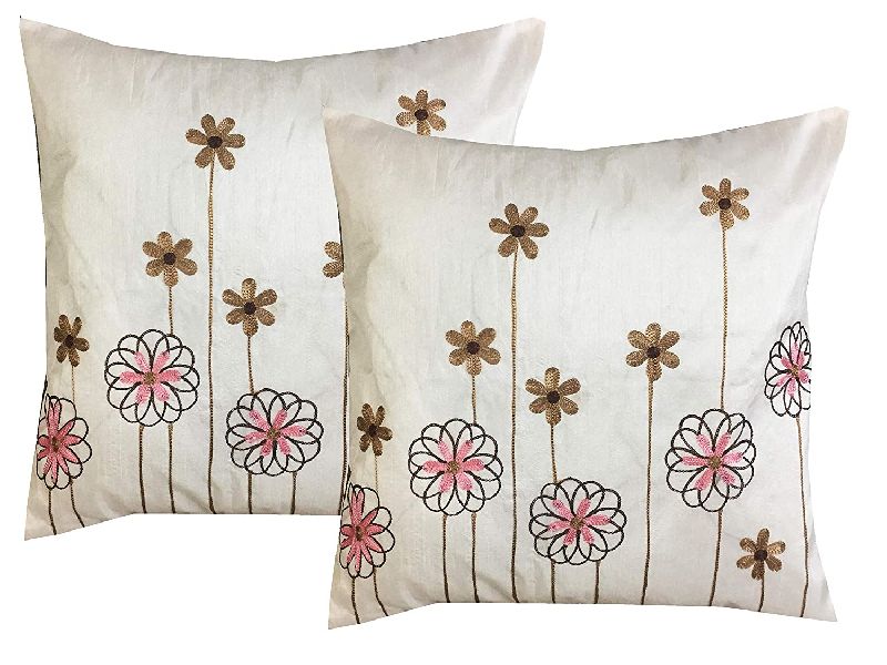 Square Cotton Embroidered Cushion Cover, for Bed, Chairs, Sofa, Feature : Easy Wash