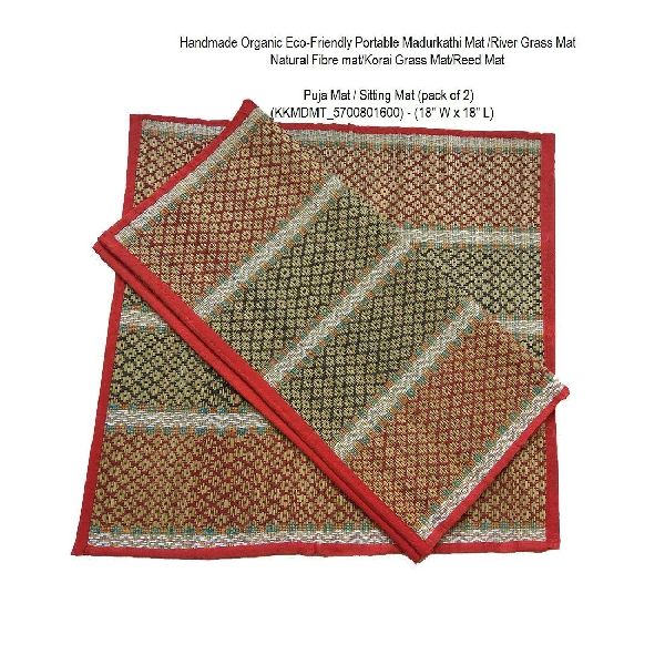 Square handmade MaddurKathi Sitting Mat, for Table Use, Pattern : Printed