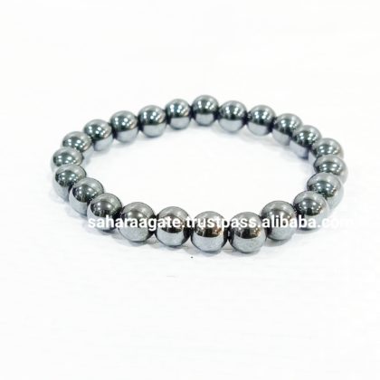 Round Polished Hematite Bracelet, for Casual Wear, Style : Fashionable
