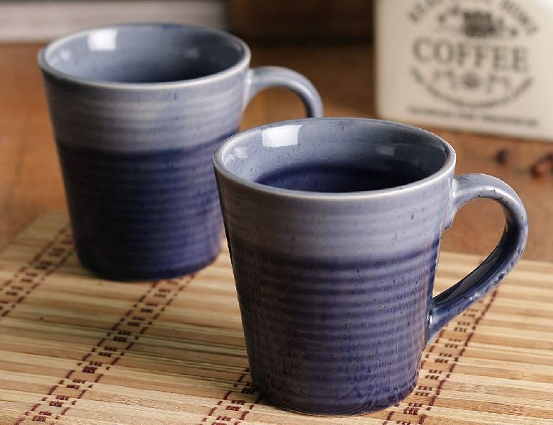 Round Ceramic Blue Pottery Mug, for Shiny, Feature : Good Quality