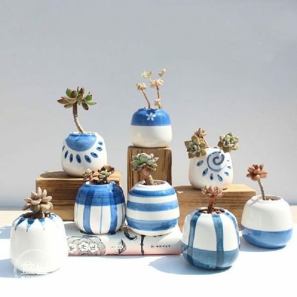 Handmade Ceramic Planter, Pattern : Printed