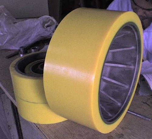 Round Polyurethane Stacker PU Wheel, for Weeling Use, Feature : Easy To Fit, Good Quality