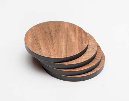 Round Acacia Wood Coaster Set, for Tableware, Feature : Eco Friendly