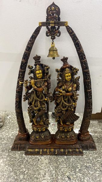 Brass krishna radha statue