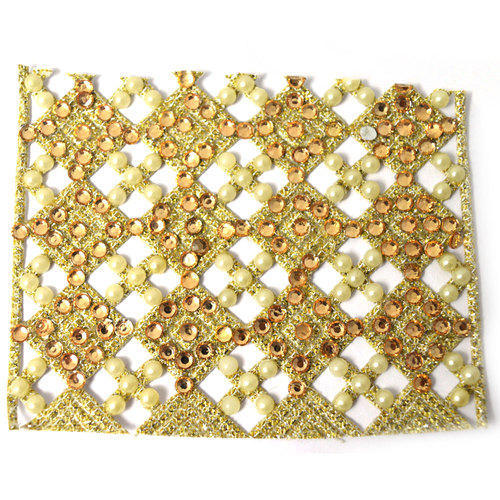 Embroidered Cotton Beaded Saree Lace, Technics : Machine Made