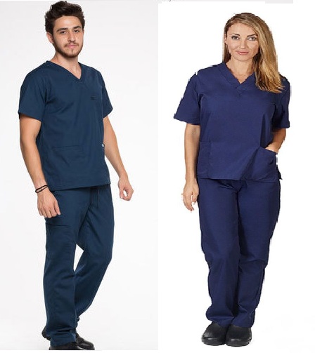 Half Sleeves Poly cotton Blue Scrub Suit, for Clinical, Hospital, Gender : Female, Male, Unisex