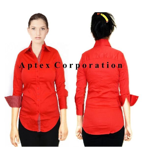 Plain Cotton Ladies Red Shirt, Technics : Machine Made