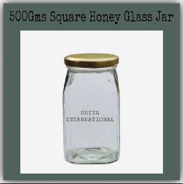 Square 500gm Honey Glass Jar, for Dining Table, Feature : Eco Friendly
