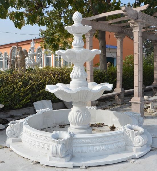 Pure White Stone Fountain