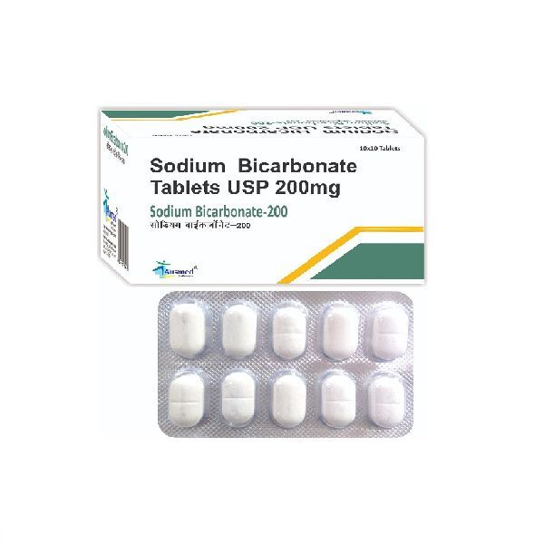 Sodium Bicarbonate-200 Tablets, Packaging Type : Blister