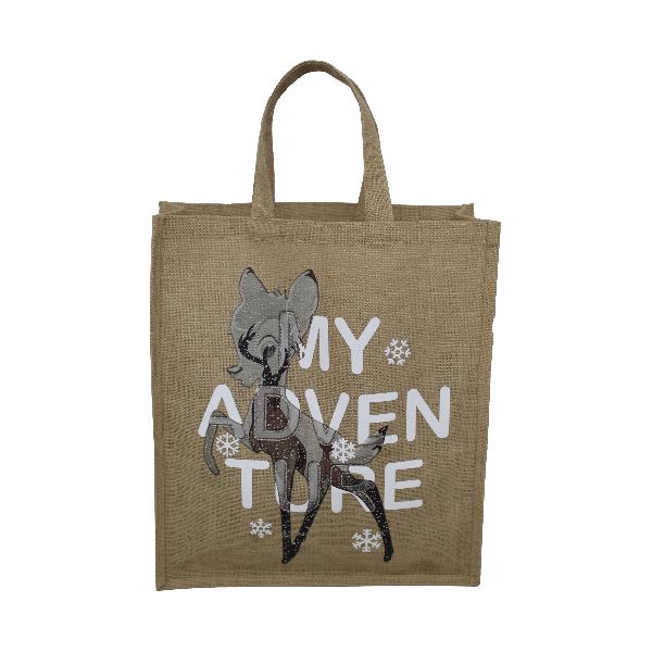 Customized Print Canvas Pocket With Jute Handle Shopping Bag