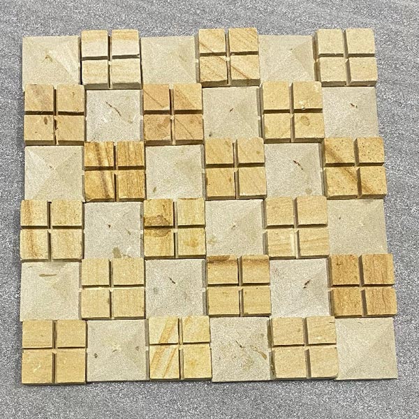 3D Teak Mint Triangle Mosaic Tiles
