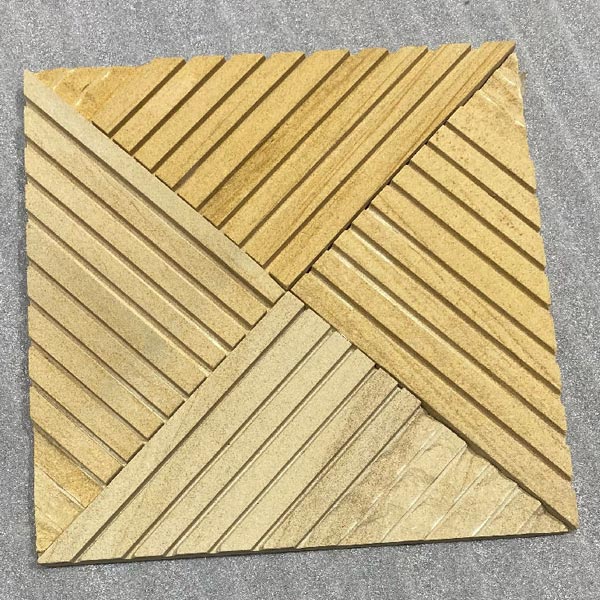 Teak Line Mosaic Tiles, for Interior, Exterior, Shape : Square