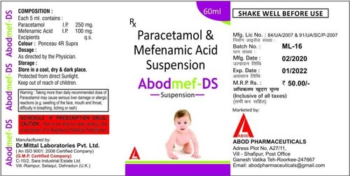 Paracetamol And Mefenamic Acid Suspension