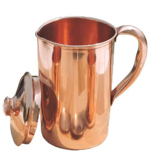 Round Plain Copper Jug, for Water Storage, Color : Brown