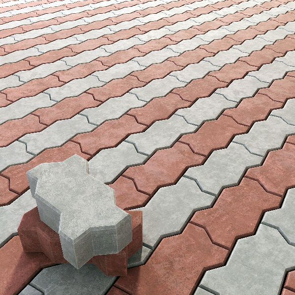 Cement Zig Zag Paver Block, for Flooring, Size : Standard