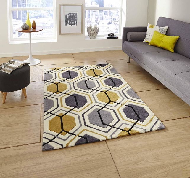 Hand Tufted Lucas Beige Yellow Rug, Size : 2x3feet, 3x4feet, 4x5feet, 5x6feet