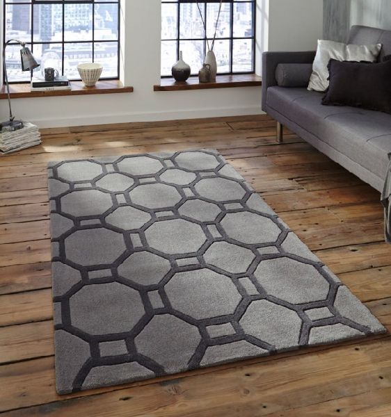 Hand Tufted Ombre Grey Silver Rug