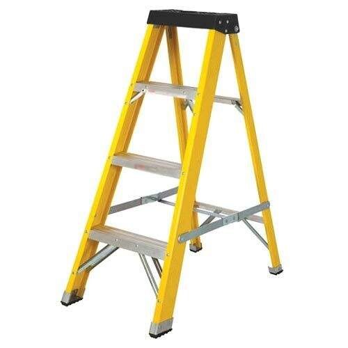 FRP A Type Ladders, for Industrial, Construction, Color : Yellow, Gray