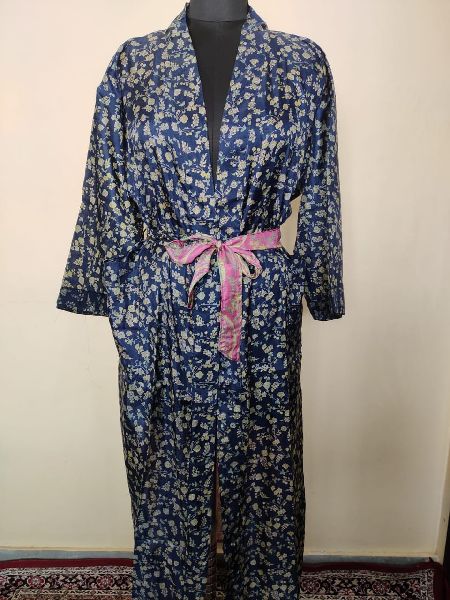 Printed Silk Kimono Robe, Size : XL