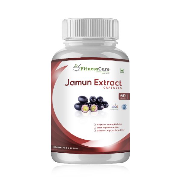 Natural Jamun Extract Capsules, for Health Benefits, Packaging Type : Bottle