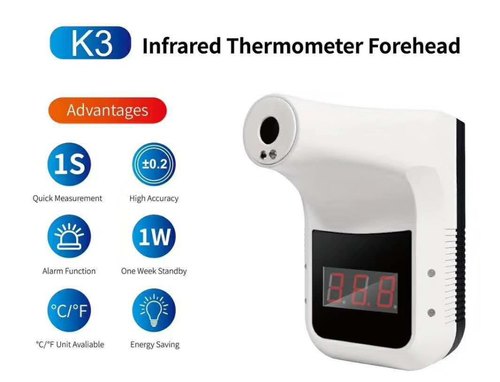 Digital Battery Forehead Infrared Thermometer, for Mall, Office, Lab, Color : White