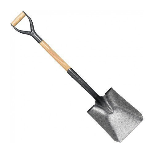Wood Iron Garden Square Nose Shovel, Color : Grey, Silver