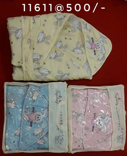 Printed Cotton Baby Hooded Blanket, Size : 35 X 25 inch