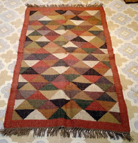 Wool Jute Kilim Area Rug, for Rust Proof, Long Life, Each To Handle, Durable, Attractive Designs