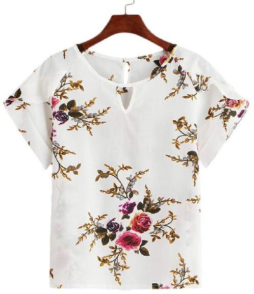 Printed Cotton Ladies Stylish T-Shirts, Sleeve Style : Half Sleeve