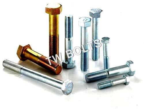 Polished Mild Steel Threaded Bolts, for Fittings, Shape : Round