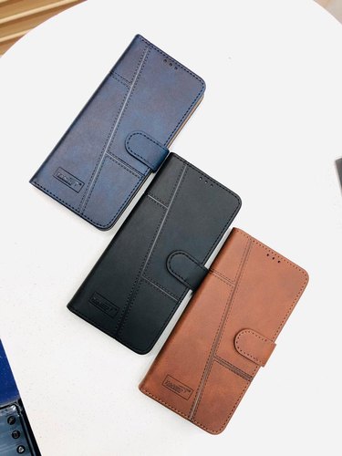 Leather Mobile Flip Cover, Color : Brown