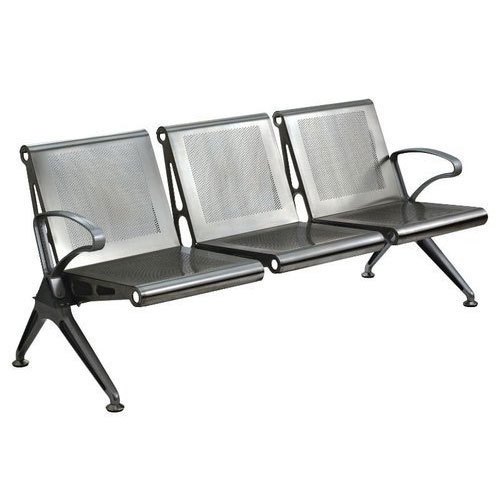 Nilkamal Stainless Steel 3 Seater Waiting Chair, Color : Silver