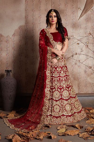 Buy FUSIONIC Heavy Embroidery And Handwork Charming Look Pink Color Lehenga  For Women at Amazon.in