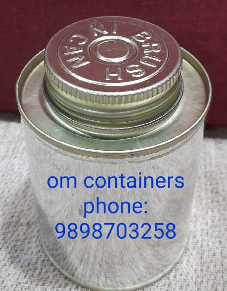 Cylindrical Metal Tin Container, for solvent cement packaging, Pattern : Plain