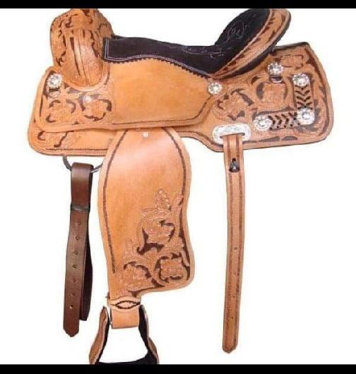 Leather Western Saddles, Color : Brown